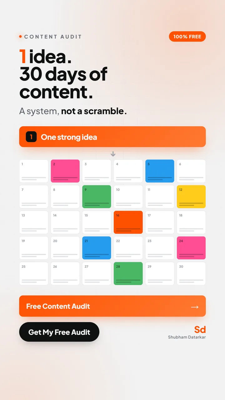 Free content audit — one idea into thirty days of content